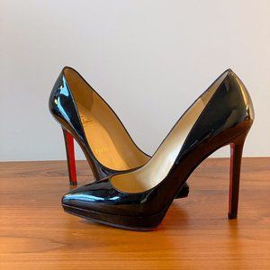 Christian Louboutin Pigalle Plato 120 Patent Calf Heels, Black, Size 35 (5)